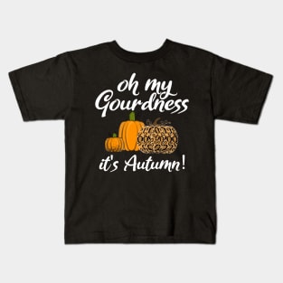 Cute Fall Autumn Leopard Pumpkin Graphic Kids T-Shirt